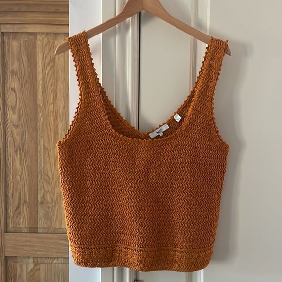 Vince. Crochet square neck tank in burnt orange large - Picture 7 of 11